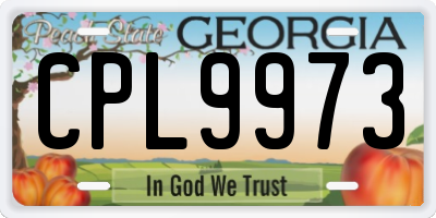 GA license plate CPL9973