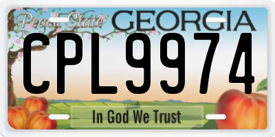 GA license plate CPL9974