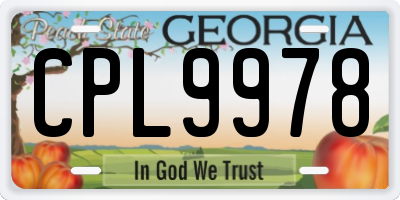 GA license plate CPL9978