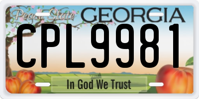 GA license plate CPL9981