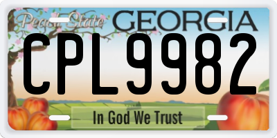 GA license plate CPL9982