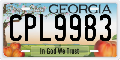 GA license plate CPL9983