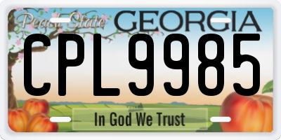 GA license plate CPL9985