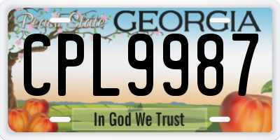 GA license plate CPL9987