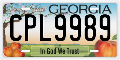GA license plate CPL9989