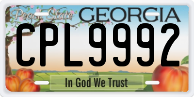 GA license plate CPL9992