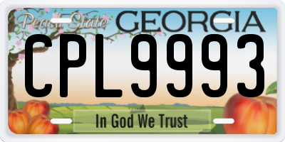 GA license plate CPL9993