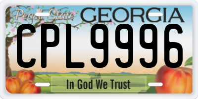 GA license plate CPL9996