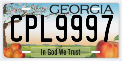 GA license plate CPL9997