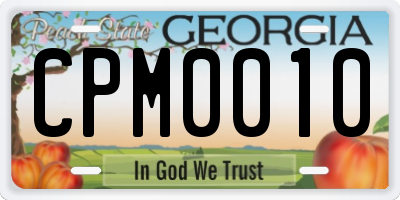 GA license plate CPM0010