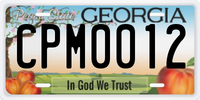 GA license plate CPM0012