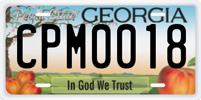 GA license plate CPM0018