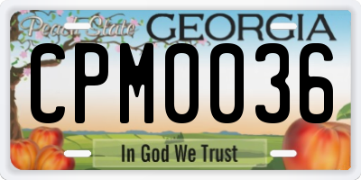 GA license plate CPM0036