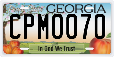 GA license plate CPM0070