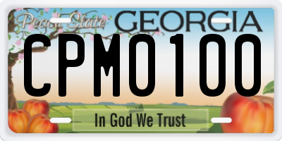 GA license plate CPM0100