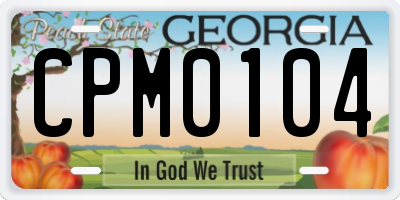 GA license plate CPM0104