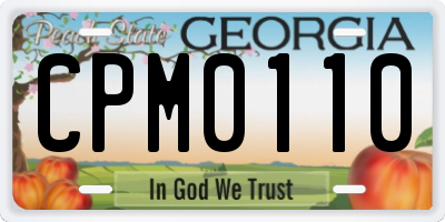 GA license plate CPM0110
