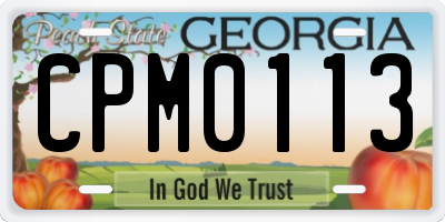 GA license plate CPM0113