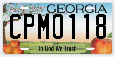 GA license plate CPM0118