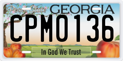 GA license plate CPM0136