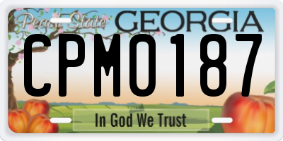 GA license plate CPM0187