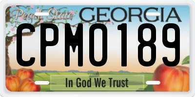 GA license plate CPM0189