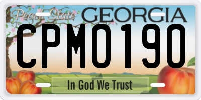GA license plate CPM0190