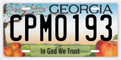 GA license plate CPM0193