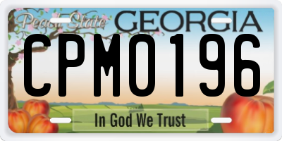 GA license plate CPM0196