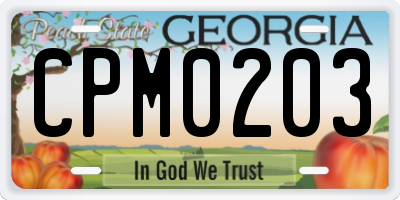 GA license plate CPM0203