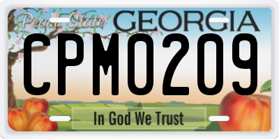GA license plate CPM0209