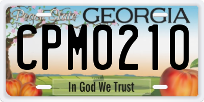 GA license plate CPM0210