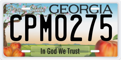 GA license plate CPM0275
