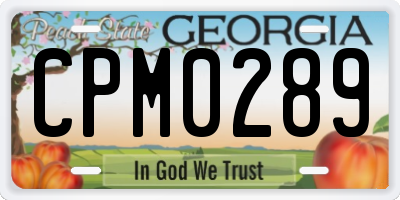 GA license plate CPM0289