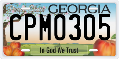 GA license plate CPM0305