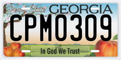 GA license plate CPM0309