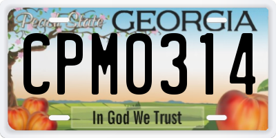 GA license plate CPM0314