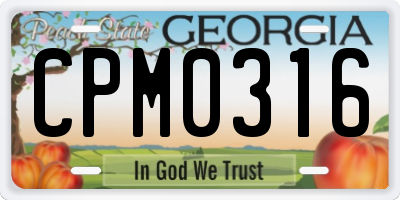 GA license plate CPM0316