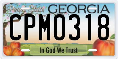 GA license plate CPM0318