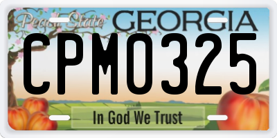 GA license plate CPM0325