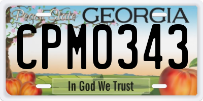 GA license plate CPM0343