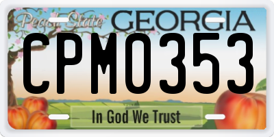 GA license plate CPM0353