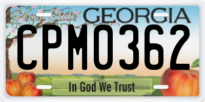 GA license plate CPM0362