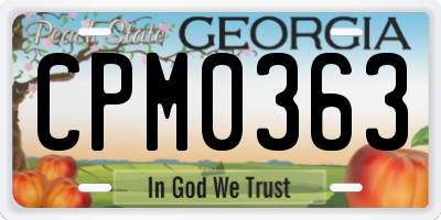 GA license plate CPM0363