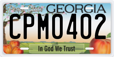 GA license plate CPM0402