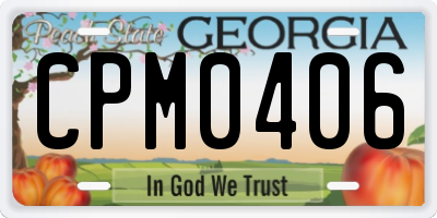 GA license plate CPM0406