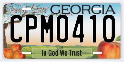 GA license plate CPM0410