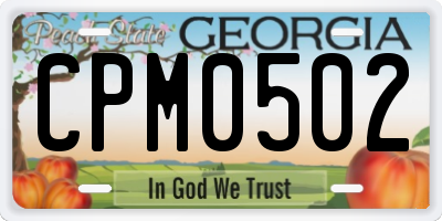 GA license plate CPM0502