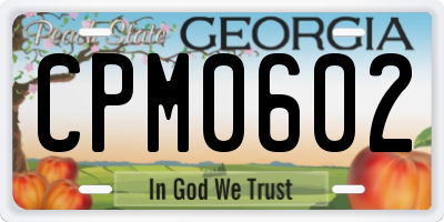 GA license plate CPM0602
