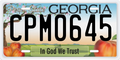 GA license plate CPM0645